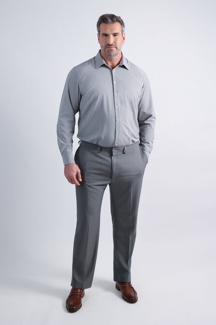 Tall Smart Wash&reg; Dress Shirt - Medium Grey Grid, Medium Grey view# 3