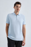 Premium Comfort Quarter Zip Jacquard Polo, Sky view# 1