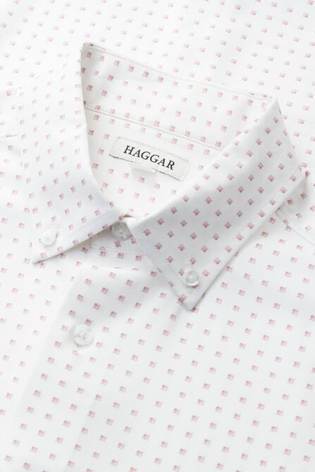 Short Sleeve Seersucker Performance Button-Down Shirt, Pink view# 5