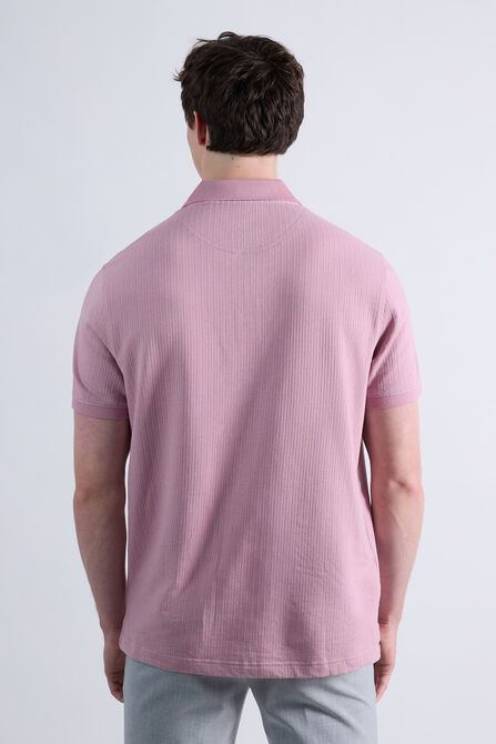 Premium Comfort Quarter Zip Jacquard Polo, Pink view# 2