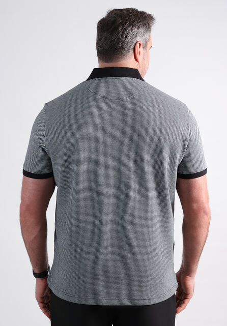 Big &amp; Tall Premium Comfort Quarter Zip Houndstooth Polo, Black