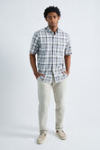 Short Sleeve Button-Down Linen Shirt, Dark Grey view# 3
