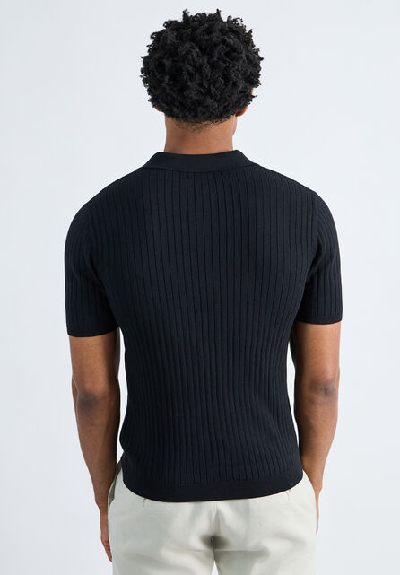 Johnny Collar Ribbed Sweater, Black