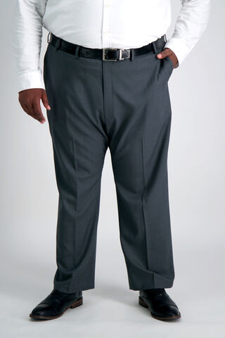 Big &amp; Tall Travel Performance Stria Tic Weave Suit Pant, Dark Heather Grey