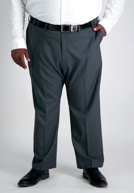 Big &amp; Tall Travel Performance Stria Tic Weave Suit Pant, Dark Heather Grey