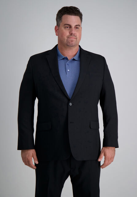 Big &amp; Tall Travel Performance Heather Twill Suit Jacket, Black