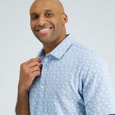 Pique Button Down Shirt - Floral Stamp, Light Blue view# 3