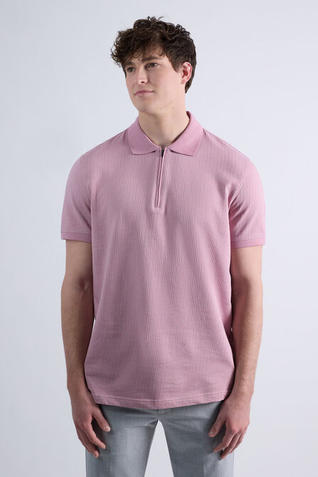 Premium Comfort Quarter Zip Jacquard Polo, Pink view# 1