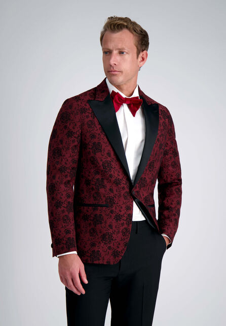 J.M. Haggar Floral Jacquard Sport Coat, Heather Burgundy