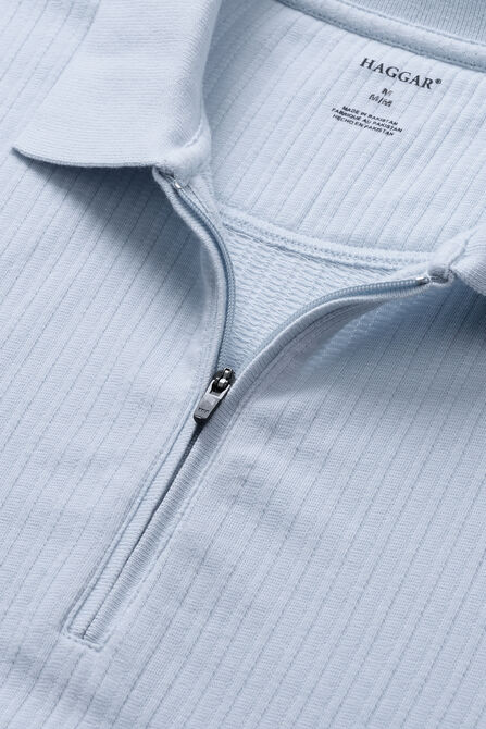 Premium Comfort Quarter Zip Jacquard Polo, Sky view# 5